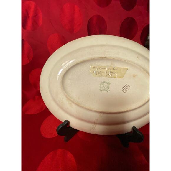 VTG Paden City Pottery Nasco Oval Platter 14x11in floral w22k gold swags trimGUC - Picture 8 of 16